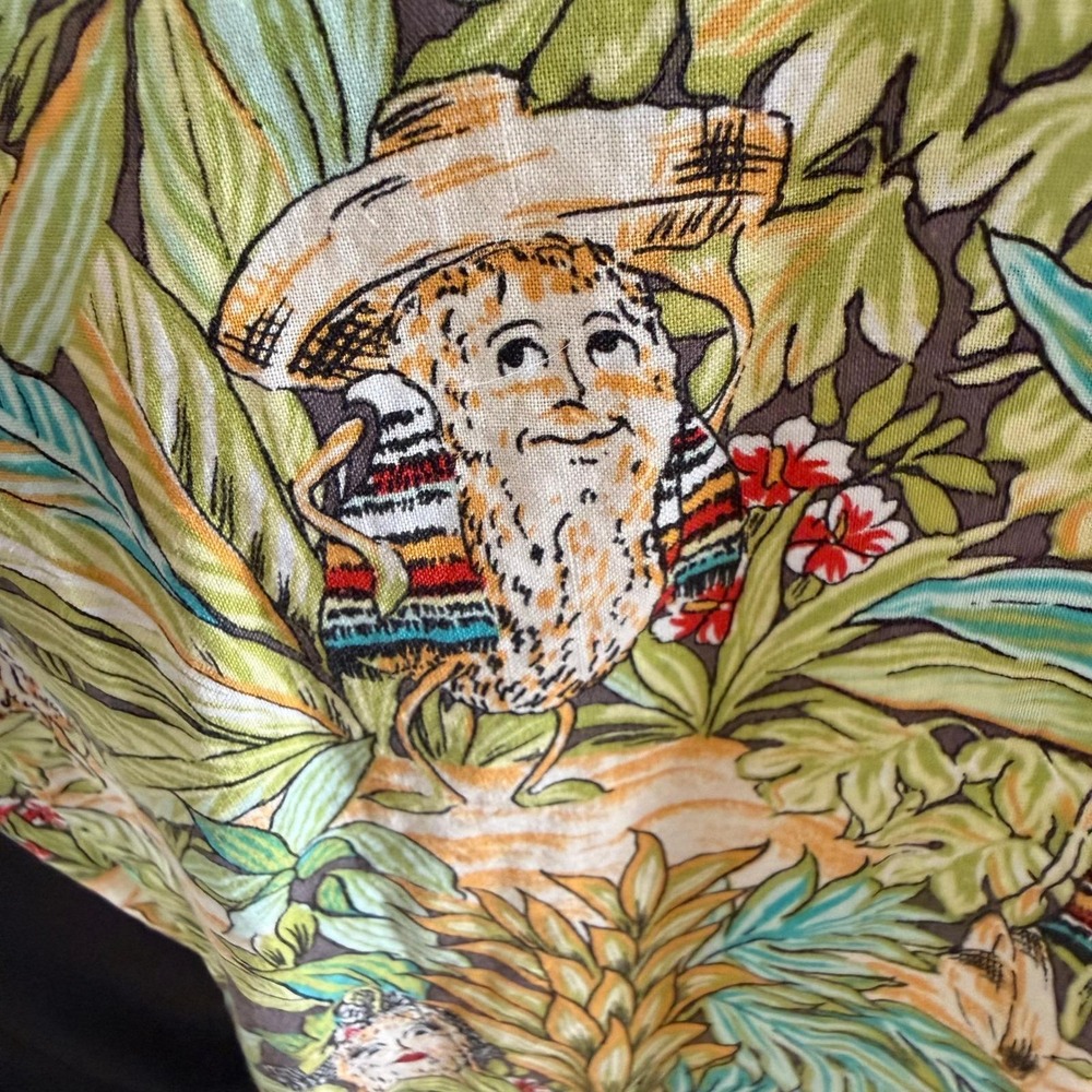 Vintage 90s Charles Goodnight Cotton Novelty Peanut Fiesta Jungle Nightshirt OS - Picture 13 of 13